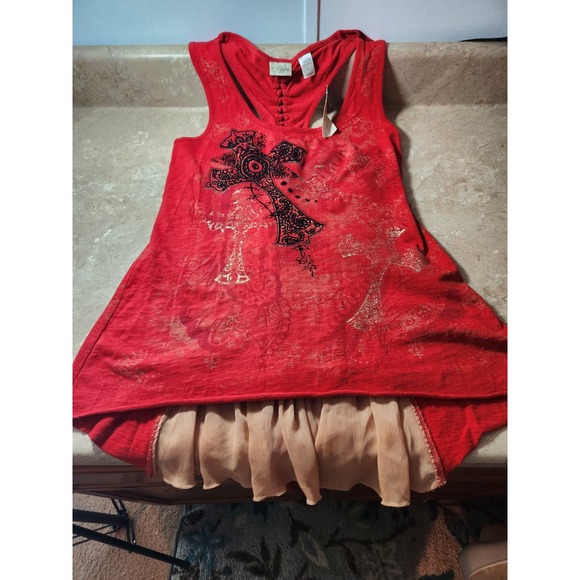 NEW! Daytrip Buckle Women's M Cross‎ Tank Racer Back Fresh Lava NWT - Picture 2 of 6